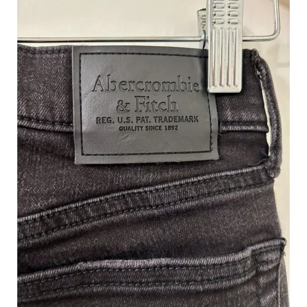 Abercrombie & Fitch Mens 28X30 Black Distressed Skinny Stretch Jeans - Very Good
